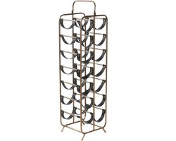 Items staand Wijnrek - 14 flessen - goud/zwart - metaal - 25 x 95 cm - Modern/stijlvol/art-deco
