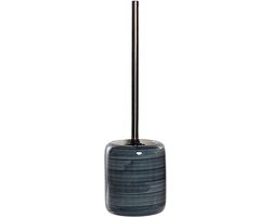 Items Toiletborstel met houder - marmer look - polystone - blauw - 39 cm