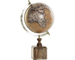 Items Wereldbol globe - bruin/ goud - houten voet - 22 x 40 cm - Landen/continenten topografie