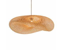 ITRONIQ Bamboe Hanglamp 80 CM - Rotan Hanglamp Voor Eettafel - Boho Japandi Plafondlamp - Handgeweven Design Verlichting - Naturel