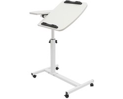 ITRONIQ Laptoptafel Verstelbaar op Wielen – Verrijdbaar Laptopbureau met Kantelbaar Blad en Muismat – 60 tot 95 cm – Wit
