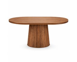 ITRONIQ Ovale Eettafel 140 CM - Luxe Eettafel Voor 6 Personen - Dining Table - MDF Houtlook - Modern Design - Donkerbruin