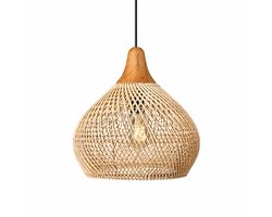 ITRONIQ Rotan Hanglamp 40 x 40 CM - Bamboe Plafondlamp Voor Woonkamer en Eettafel - Boho Japandi Design - E27 - Naturel