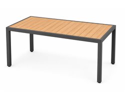 ITRONIQ Tuintafel 150x80 CM – Aluminium Terrastafel Voor 4-6 Personen – Eettafel Houtlook – Weerbestendig – Tuintafel Buiten