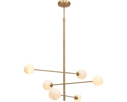 it's about RoMi Hanglamp Carrara - Goud/Wit - 100x100x95cm - 6L - Modern,Luxe - Hanglampen Eetkamer, Slaapkamer, Woonkamer