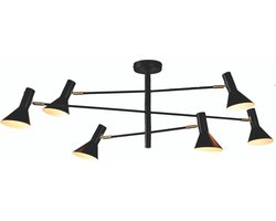 it's about RoMi Plafonniere Izmir - Zwart/Goud - 124x124x40cm - 6L - Modern