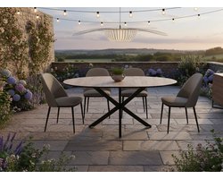 itschuifbare Ronde Eettafel “Loyd Deluxe” – Zwart/Eiken Rustiek – 120-160 x 76,5 cm – Modern Design – Eettafel Voor 6-8 Personen – Robuust & Stijlvol Depauwwonen