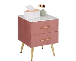 ItsIn® - Nachtkastje - 2 Lades - Roos - Commode - Dressoir - Opslag - Slaapkamer - Meubelen - Laadcapaciteit: 80 kg - 40,5x41x51cm