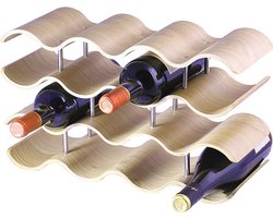 ItsIn® - Wijnrek - Bamboe - Kunst Ontwerp - 4 Lagen - 14 Flessen - 41.91x24.89x35cm - Decoratie