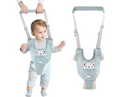 IULONEE Verstelbare Baby Wandelen Harnas Handvat met Afneembaar Kruis Baby Loophulp Staan lopen leren Helper Wandelaar Veiligheidslijn voor Babywandelaars van 9-24 Maanden (Groente Beer)