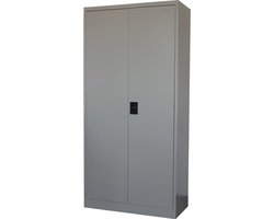 IVOL Archiefkast met slot - Kantoorkast 90 x 185 x 40 cm - Draaideurkast Grijs - 4 Legborden