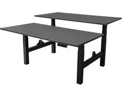 IVOL Elektrisch verstelbaar duo bureau 160x80 cm Two dual motor - Zwart met Antraciet