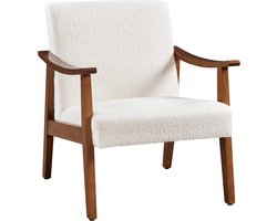 ivoor retro loungestoel – zachte teddy bekleding – tot 136 kg – perfecte leesstoel | tv-stoel | thuisbioscoop held