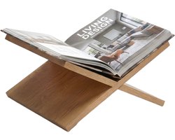 IvoQ Boekenstandaard X-Design - Houten Kookboekstandaard & Boekhouder voor Koffietafelboeken - Eikenhout Look