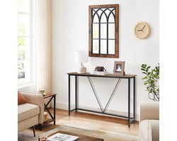 IvoQ Industriële Sidetable Bruin – 120 x 23,4 x 74 cm – Hout & Metaal – Wandtafel – Haltafel – Ideaal voor Kleine Ruimtes – Woonkamer & Hal – Stijlvolle Console Tafel