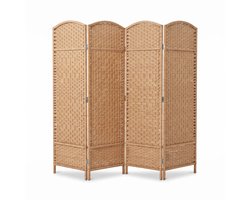 IvoQ Kamerscherm – 4 Panelen – 170 x 160 cm – Opvouwbare Roomdivider – Naturel Bruin