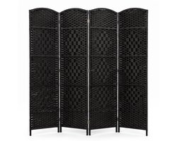 IvoQ Kamerscherm Zwart – Roomdivider – 4 Panelen – 170 x 160 cm