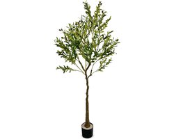 IvoQ Kunst Olijfboom 120 cm – Realistisch Design – Voor Binnen & Buiten – Sfeervolle Decoratie
