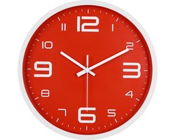 IvoQ Moderne 3D Wandklok - 30 cm - Rood - Muurklok