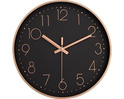 IvoQ Moderne Wandklok Zwart - Strak Design - Ø 30cm - Stil Kwartsmechanisme