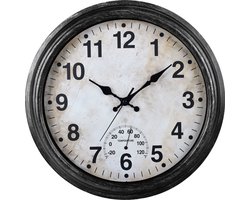 IvoQ Retro Wandklok – 40 cm – Waterdicht – Stille Quartz Klok – Met Thermometer