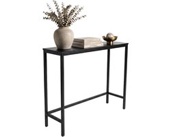 IvoQ Sidetable Zwart Industrieel - Smalle Wandtafel - Consoletafel met Metalen Frame - 75 x 24 x 75 cm