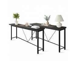 IvoQ Sidetables - Set van 2 - Zwart - Smalle Industriële Consoletafels - 120x23 cm - Haltafels