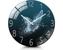 IvoQ Stijlvolle Groene Klok met Vlinder Design – 30 cm – Perfect Voor Elke Kamer