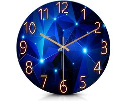 IvoQ Stille Wandklok - 30 cm - Stijlvol en Rustgevend Blauw Design