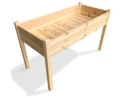 IvoQ Verhoogde Plantenbak – FSC Hout – Houten Kweekbak – Weerbestendig – 126x60x76 cm – Voor Balkon & Tuin