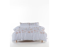 Ivory Garden Floral Design Pastel Color Duvet Cover Set – 210 TC 100% Cotton Satin Double Size - Dekbedovertrekset met pastelkleuren en bloemenmotief in ivoorkleur – 210 TC, 100% satijnkatoen, tweepersoonsmaat