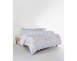 Ivory Garden Floral Design Pastel Color Duvet Cover Set – 210 TC 100% Cotton Satin Single Size - Dekbedovertrekset met pastelkleuren en bloemenmotief in ivoorkleur – 210 TC, 100% satijnkatoen, eenpersoonsmaat
