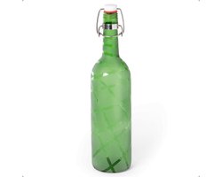 IWAS "Criss Cross" Glazen Fles met Dop - 750ML Gekleurde Drinkfles in Glas - 100% Upcycled uit Wijnflessen - Vaatwasserbestendig