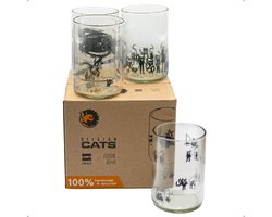 IWAS Set van 4 Waterglazen - 300ML Transparant Drinkglas - Upcycled uit Bierflessen - Gin, Whiskey, Cocktail of Bier - Belgian Cats