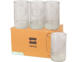 IWAS Set van 4 Waterglazen - 350ML Hoog Gekleurd Drinkglas - Upcycled uit Wijnflessen - Gin, Whiskey, Cocktail of Bier - Vaatwasserbestendig - Love