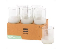 IWAS Set van 6 Waterglazen - 250ML Drinkglas - Upcycled uit Wijnflessen - Gin, Whiskey, Cocktail of Bier - Vaatwasserbestendig - Clear