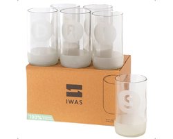 IWAS Set van 6 Waterglazen - 350ML Hoog Gekleurd Drinkglas - Upcycled uit Wijnflessen - Gin, Whiskey, Cocktail of Bier - Vaatwasserbestendig - Drinks