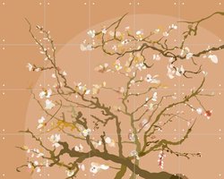 IXXI Almond Blossom Taupe, Wesley van der Heijden & Van Gogh 21st Century - 100 x 80 cm - Gratis ophangtool - Grote wanddecoratie en posters -