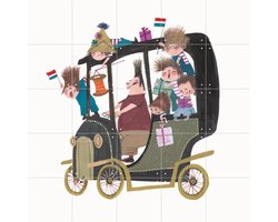 IXXI Auto, Fiep Westendorp - 100 x 100 cm - Gratis ophangtool - Grote wanddecoratie en posters - Illustraties, Speels, Kleurrijk, Cartoonesk