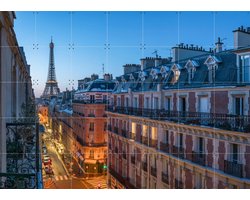 IXXI Balcony with Eiffel Tower view, Paris, France, Jan Becke - 140 x 100 cm - Gratis ophangtool - Grote wanddecoratie en posters - Fotografie