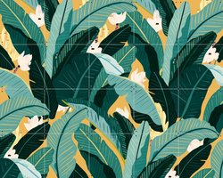 IXXI Banana Leaf Classic Yellow, Lotte Dirks - 100 x 80 cm - Gratis ophangtool - Grote wanddecoratie en posters - Illustraties, Speels, Decoratieve
