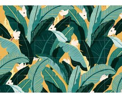 IXXI Banana Leaf Classic Yellow, Lotte Dirks - 140 x 100 cm - Gratis ophangtool - Grote wanddecoratie en posters - Illustraties, Speels, Decoratieve