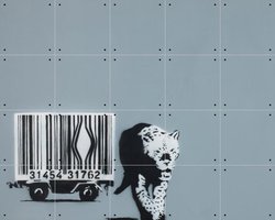 IXXI Barcode Leopard, Made by IXXI - 100 x 80 cm - Gratis ophangtool - Grote wanddecoratie en posters - Illustraties, Pop art, Street art