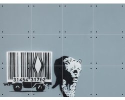 IXXI Barcode Leopard, Made by IXXI - 80 x 60 cm - Gratis ophangtool - Grote wanddecoratie en posters - Illustraties, Pop art, Street art, Kinderkamer