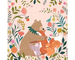 IXXI Bear Hugs, Bethan Janine - 100 x 100 cm - Gratis ophangtool - Grote wanddecoratie en posters - Illustraties, Speels, Fantasierijk, Kleurrijk
