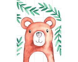 IXXI Bear in the Forest, BAINAI - 100 x 140 cm - Gratis ophangtool - Grote wanddecoratie en posters - Speels, Illustraties, Fantasierijk, Aquarel
