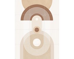 IXXI Beige Mid Century Poster No.3, Elena Ristova & Various - 60 x 80 cm - Gratis ophangtool - Grote wanddecoratie en posters - Abstract, Geometrische