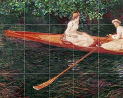 IXXI Boating on River Epte, Claude Monet & Bridgeman Images - 100 x 80 cm - Gratis ophangtool - Grote wanddecoratie en posters - Impressionisme