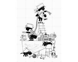 IXXI Brandweer, Fiep Westendorp - 100 x 140 cm - Gratis ophangtool - Grote wanddecoratie en posters - Speels, Cartoonesk, Illustraties, Kinderkamer