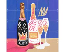 IXXI Champagne, Pop-art by Tadej - 100 x 100 cm - Gratis ophangtool - Grote wanddecoratie en posters - Digitale Kunst, Illustraties, Speels, Pop art